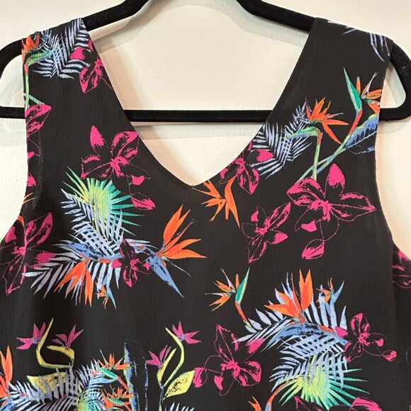 APT. 9 Womens Black multi-color floral dressy tank top Size XL - Picture 5 of 6